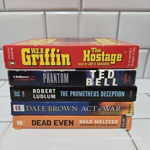 Mystery Thriller CD Audiobooks 5 Book Lot Griffin,Bell,Ludlum,Brown,Meltzer